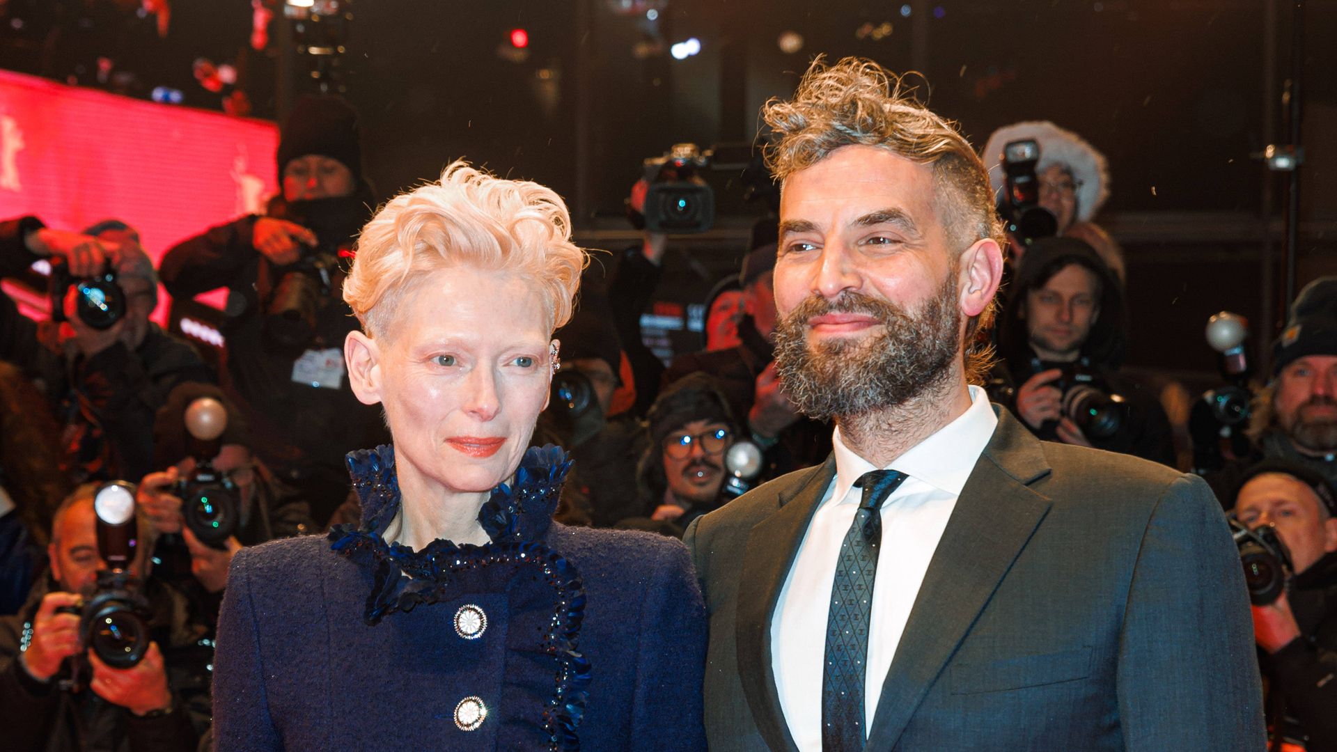 Selten: Tilda Swinton zeigt sich mit ihrem Partner Sandro