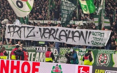 Fußball-Bundesliga: Werder-Bremen-Fans verspotten Sportchef bei Remis gegen Eintracht Frankfurt